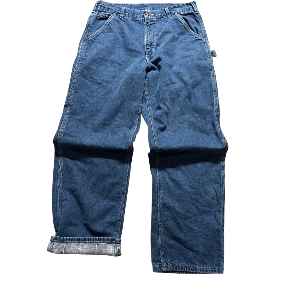 Carhartt Carpenter Jeans Mens 32x30 (Fits 31x30) Flannel Lined B14 DST USA Made